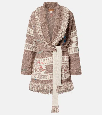 Alanui Written By The Ocean Cotton Cardigan In Brown