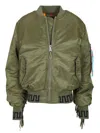 Alanui X Alpha Industries Fringe-detailing Bomber Jacket In Green