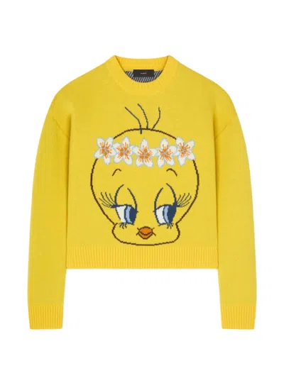 Alanui X Looney Tunes Hula Tweety Jacquard-knit Sweater In Yellow