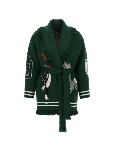Alanui X Looney Tunes Sporty Bugs Bunny & Sylvester Jacquard-knit Cardigan In Green