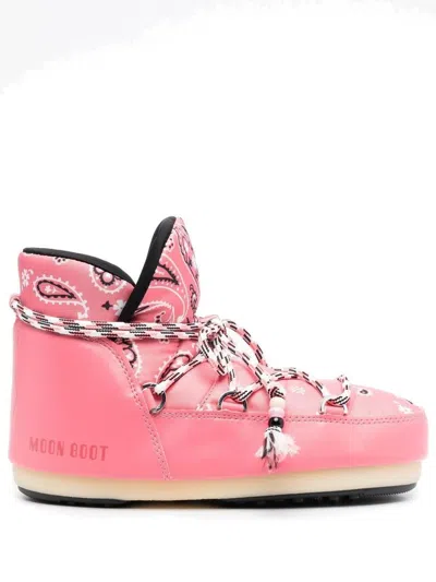 Alanui X Moon Boot Bandana-print Boots In Pink