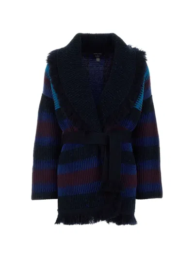 Alanui X Suicoke Fringe-trimmed Striped Cardigan In Black
