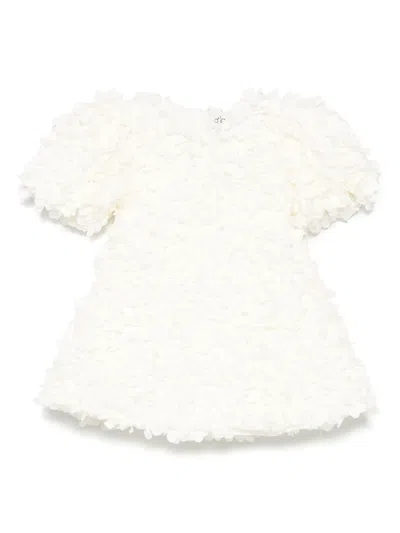 Alapage Babies' 3d-flowers Dress In Neutrals