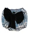 Alapage Bow-detail Check-print Shorts In Blue