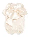 Alapage Bow-embellished Lace Romper In Neutral