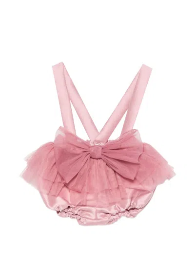 Alapage Babies' Bow-detail Tulle-trim Bloomers In Pink