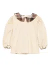 Alapage Checked-collar Blouse In Neutral