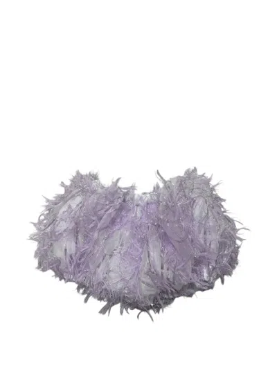 Alapage Kids' Feather-embellished Metallic-thread Shorts In Purple