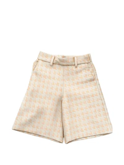 Alapage Kids' Houndstooth-pattern Shorts In Neutral