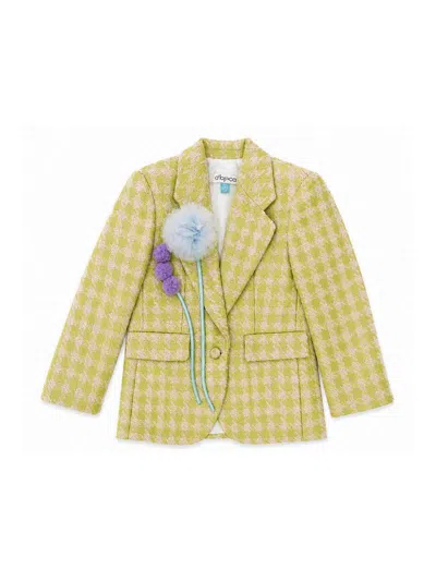 Alapage Kids' Jacket With Applied Flowers In Green