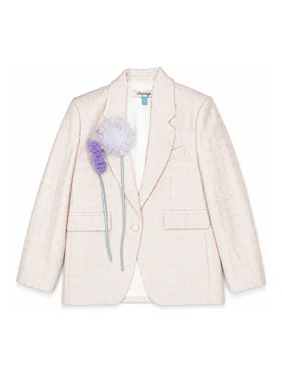 Alapage Kids' Jacket With Applied Flowers In Light Blue