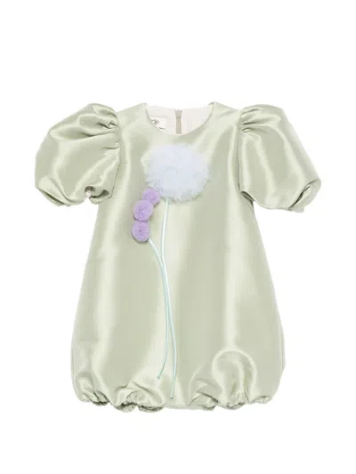 Alapage Babies' Puff-sleeve Floral Shorties In Green