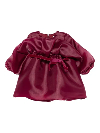 Alapage Babies' Puffed-sleeve Tie Dress In Red