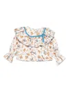 Alapage Ruffled-collar Floral-print Top In Neutral