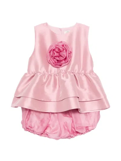 Alapage Babies' Ruffled Flower Dress Set In Pink