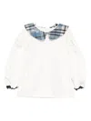 Alapage Sequin Check Collar Blouse In White