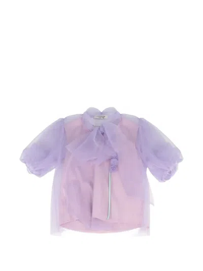 Alapage Kids' Sheer-panel Blouse In Pink