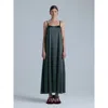Alas Aphrodite Sleeveless Silk Maxi Dress In Green
