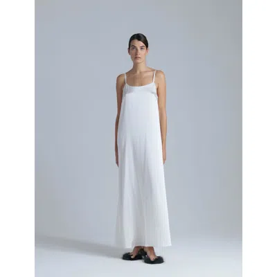 Alas Aphrodite Sleeveless Silk Maxi Dress In White
