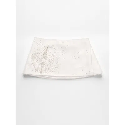Alas Bridal Silk-wool Embroided Skirt In White