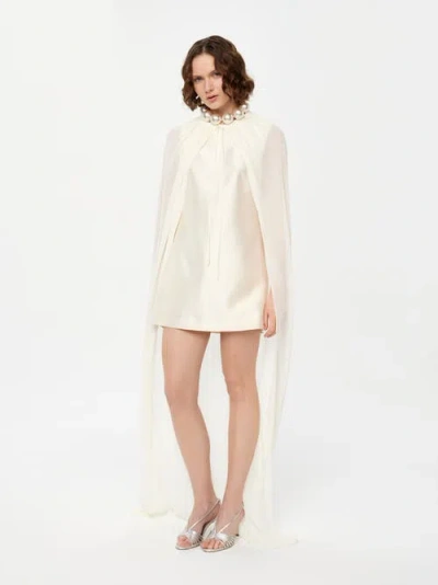 Alas Gathered Bridal Cape In White