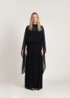 Alas High Neck Bridal Cape In Black