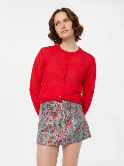 Alas Mini Floral Jacquard Skirt In Red