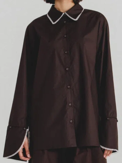 Alas Oversized Poplin Shirt In Brown