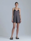 Alas Patricia Silk Slip Mini Dress In Black