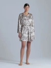 Alas Silk 3/4 Sleeve Dressing Gown In Multi