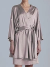 Alas Silk 3/4 Sleeve Dressing Gown In Neutral