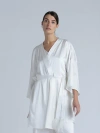 Alas Silk 3/4 Sleeve Dressing Gown In White