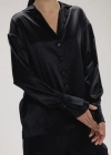 Alas Silk Button Up Shirt In Black