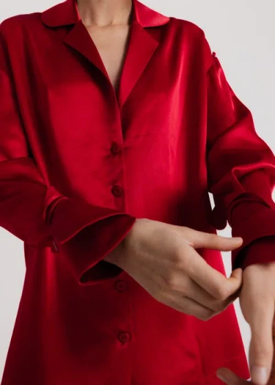 Alas Silk Button Up Shirt In Red