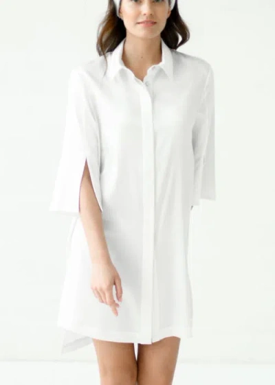 Alas Silk Long Shirt Dress In White