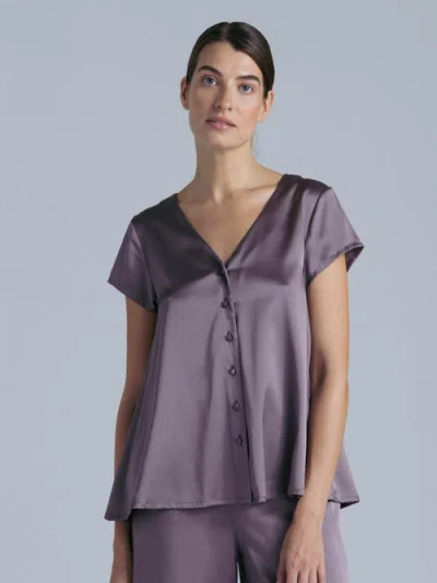 Alas Silk Short Sleeve Shirt In Purple