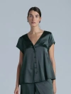 Alas Silk Short Sleeve Shirt In Gray