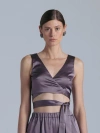 Alas Silk V-neck Top In Gray
