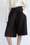 Alas Silk-wool Blend Darted Bermuda Shorts In Black