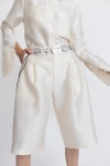 Alas Silk-wool Blend Darted Bermuda Shorts In Silver