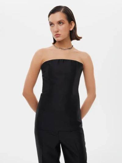 Alas Tailored Silk Wool Corset Top In Black