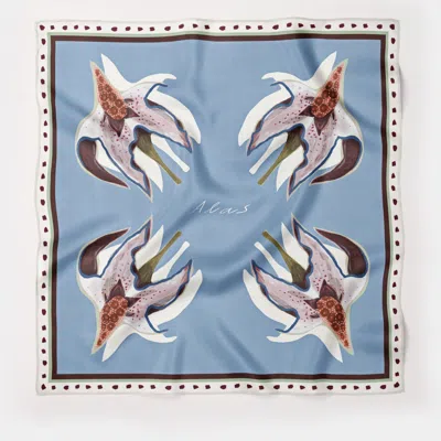 Alas Women's Blue / Neutrals Medium Silk Scarf Garden Of