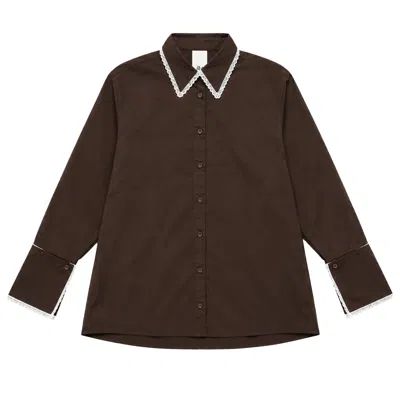 Alas Women's Brown Cotton Poplin Oversized Shirt In Chocolate
