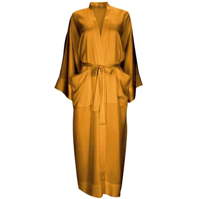 Alas Women's Gold / Yellow / Orange Silk Kimono Dressing Gown In Gold In Gold/yellow/orange