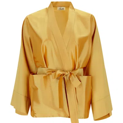 Alas Women's Gold / Yellow / Orange Taffeta Kimono Jacket In Gold In Gold/yellow/orange