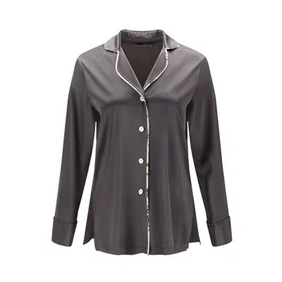 Alas Women's Grey / Brown Silk Sleep Shirt 'themis' In Magic Grey In Gray