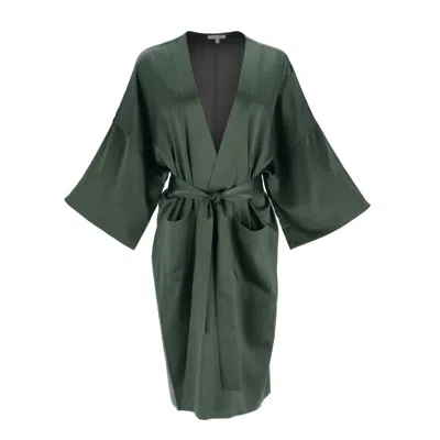 Alas Women's Long Silk Robe 'meteya' In Rich Green