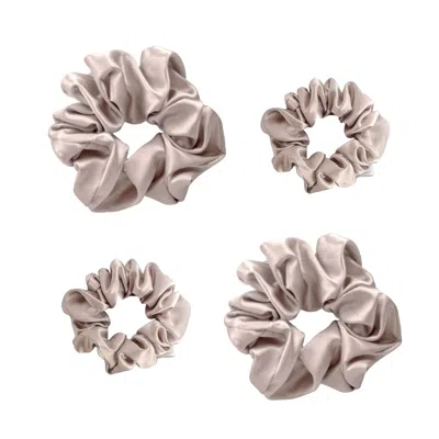 Alas Women's Neutrals / Pink / Purple Four Silk Scrunchies In Champagne Pink In Pink/purple