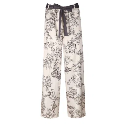 Alas Women's Neutrals Silk Pants 'tyche' In Floral Print In Purple