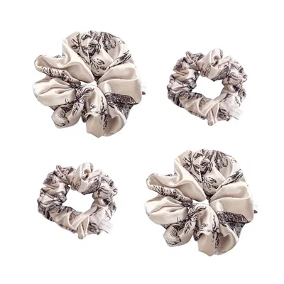 Alas Women's Neutrals / Yellow / Orange Silk Scrunchie In Floral Print In Yellow/orange